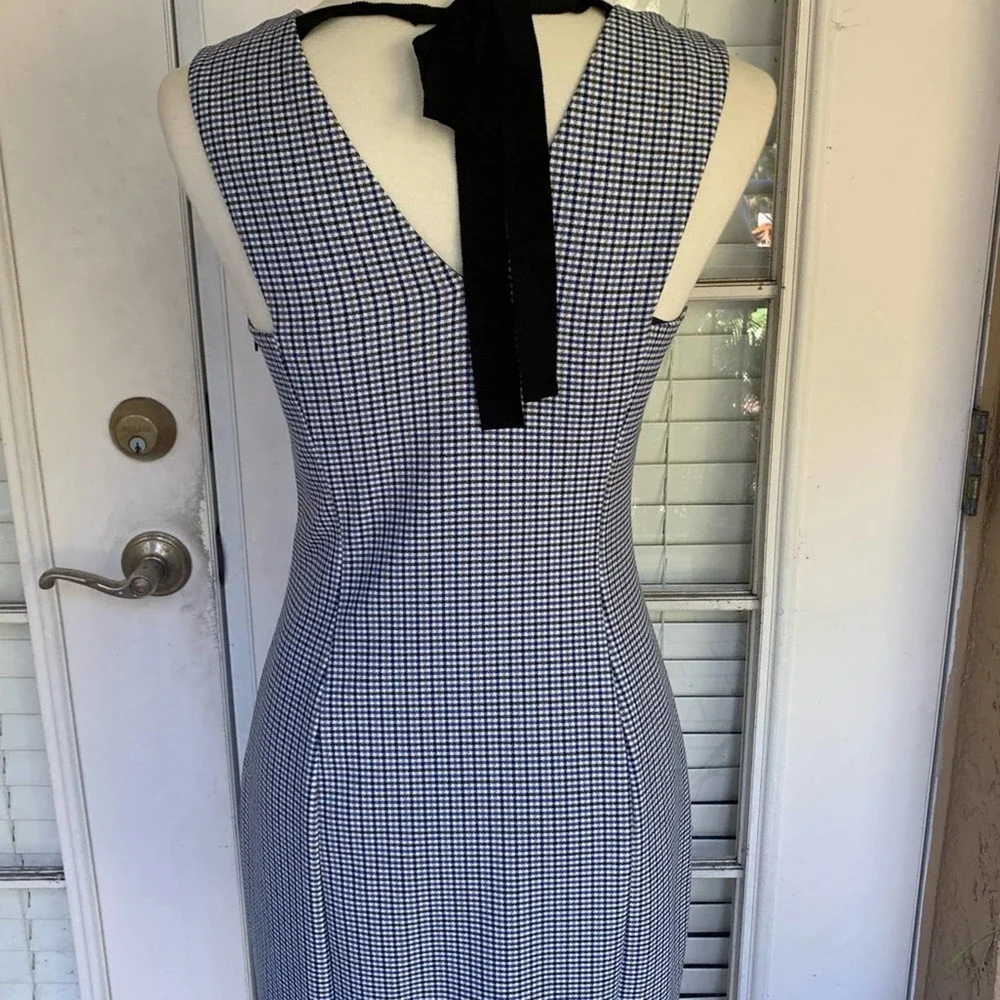 Banana Republic Gingham Sleeveless Dress Navy - Picture 5 of 6